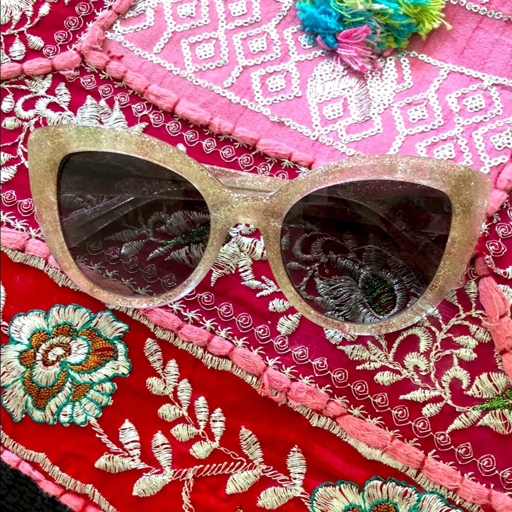 Kate Spade “Labrenda” Gold Glitter Cat-Eye Sunglasses